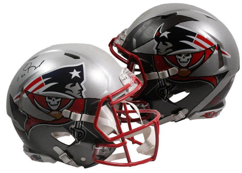 TOM BRADY Autographed Bucs / Patriots Mashup Authentic Helmet FANATICS LE 12