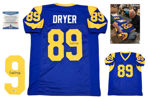 Fred Dryer Autographed SIGNED Custom Jersey - Beckett Authentic w/ Photo - Blue