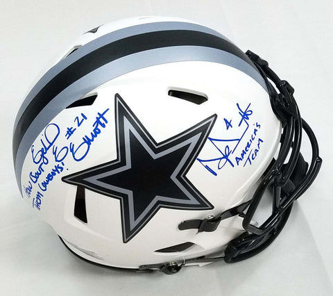 Dak Prescott & Ezekiel Elliott Signed Cowboys Lunar Eclipse Authentic Helmet BAS