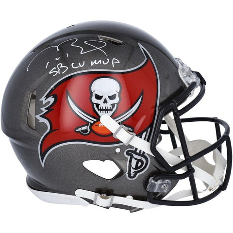 TOM BRADY Autographed "SB LV MVP" TB Buccaneers Authentic Speed Helmet FANATICS