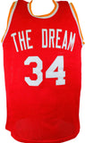 Hakeem Olajuwon Autographed Red Stat Pro Jersey- JSA W *Black