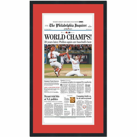 Framed Philadelphia Inquirer World Champs Phillies 2008 Newspaper 17x27 Photo