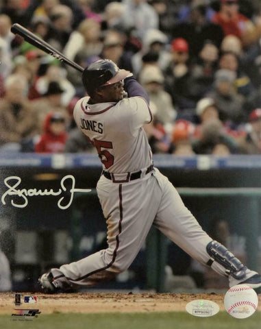 Andruw Jones Signed Atlanta Braves 8x10 Batting Post Swing PF- JSA W Auth *White