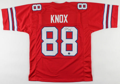 Dawson Knox Signed Bills Jersey (Pro Player Hologram) Buffalo 2019 #3 Pick T.E.