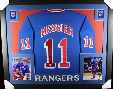 Mark Messier Signed New York Rangers 35x43 Framed Jersey (JSA) Stanley Cup Champ