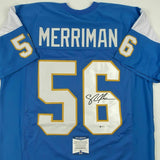 Autographed/Signed SHAWNE MERRIMAN San Diego Powder Blue Football Jersey BAS COA