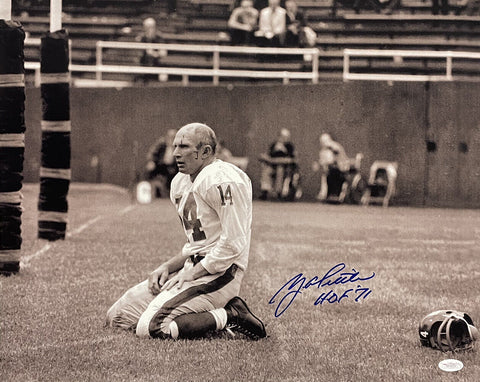 Y.A. Tittle Signed New York Giants 16x20 Defeat Photo HOF 71 JSA