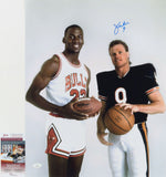 Jim McMahon Chicago Bears Signed 16" x 20" Photo (JSA COA) with Michael Jordan