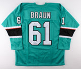 Justin Braun Signed Sharks Jersey (Beckett COA) Playing career 2009-present