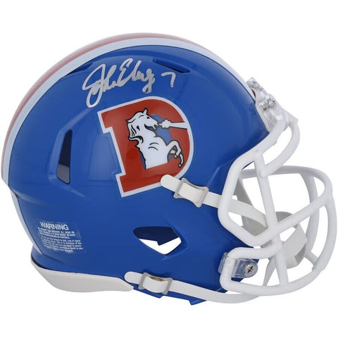 John Elway Autographed Signed Denver Broncos Old D Mini Helmet Beckett