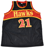 DOMINIQUE WILKINS SIGNED ATLANTA HAWKS #21 BLACK BASKETBALL JERSEY BECKETT