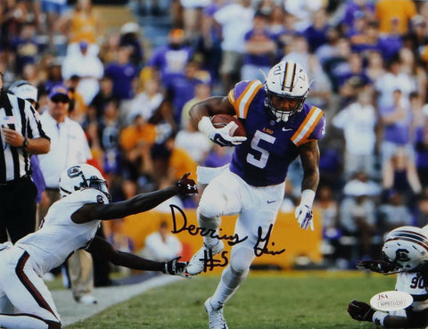 Derrius Guice Autographed LSU 8x10 Avoiding Tackle Photo - JSA W Auth *Black