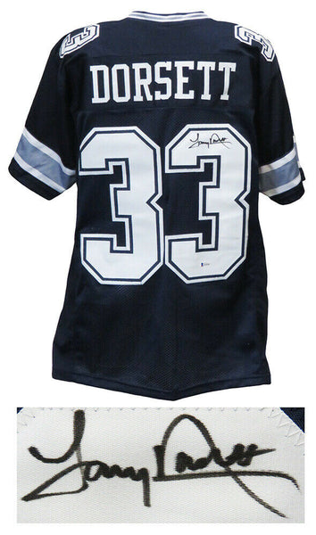 Tony Dorsett COWBOYS Signed Navy Custom Football Jersey - Beckett COA