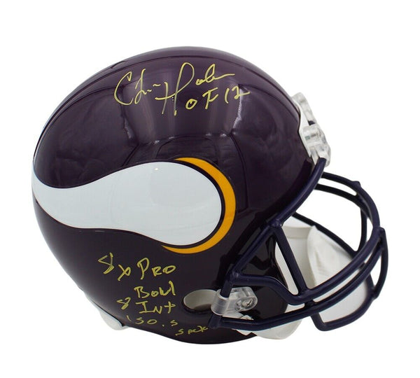 Chris Doleman Signed Minnesota Vikings Throwback Full Size Helmet W- Career Stat