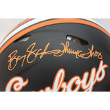 Barry Sanders Thurman Thomas Signed Ok. St. Cowboys Black Pro Helmet BAS 45449