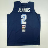 Autographed/Signed KRIS JENKINS Villanova Blue College Basketball Jersey JSA COA