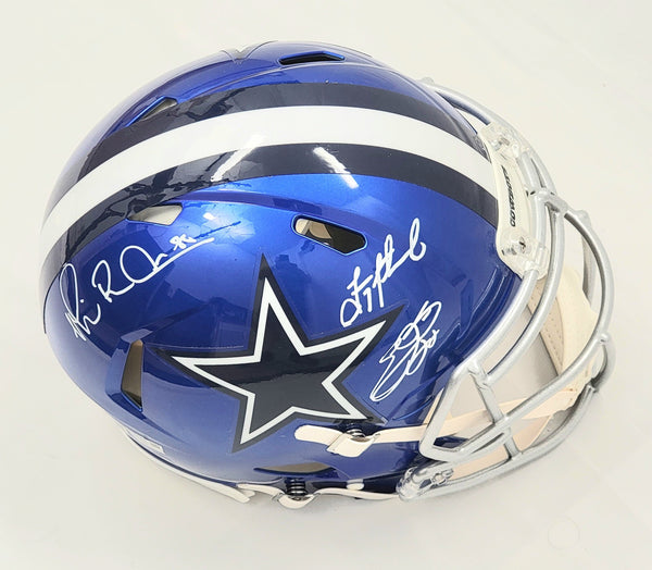 Troy Aikman Michael Irvin & Emmitt Smith Signed Cowboys Flash Authentic Helmet