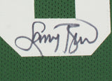 Larry Bird Signed Framed Custom Green Pro Style Basketball Jersey JSA