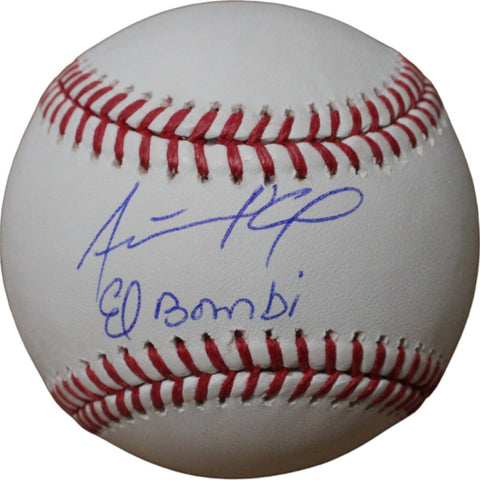 Adolis Garcia Autographed Texas Rangers OML Baseball Insc. FAN 46635