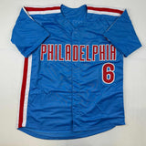 Autographed/Signed Ryan Howard Philadelphia Blue Retro Baseball Jersey JSA COA