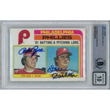 Pete Rose Steve Carlton Autographed 1982 Topps 636 Card 10 Grade Beckett 47030