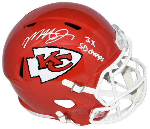 MECOLE HARDMAN SIGNED KANSAS CITY CHIEFS FULL SIZE SPEED HELMET W/ 3X SB CHAMPS