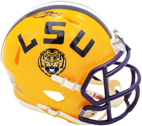 ODELL BECKHAM JR. AUTOGRAPHED LSU YELLOW MINI HELMET BECKETT WITNESS 235087