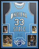 FRAMED INDIANA STATE SYCAMORES LARRY BIRD AUTOGRAPHED SIGNED JERSEY PLAYER HOLO