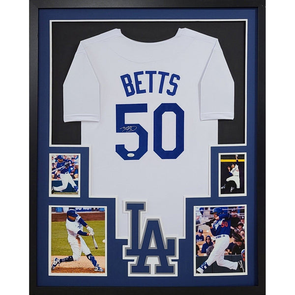 Mookie Betts Autographed Signed Framed L.A. Dodgers 4P Jersey JSA