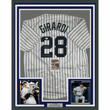 FRAMED Autographed/Signed JOE GIRARDI 33x42 New York Pinstripe Jersey JSA COA