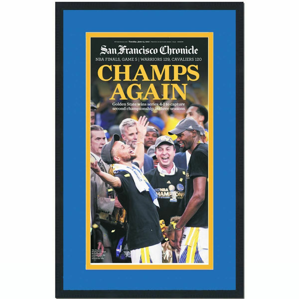 Framed San Francisco Chronicle Champs Again Warriors 2017 Newspaper 17x27 Photo