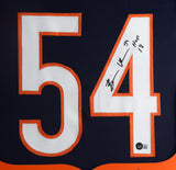 Brian Urlacher Signed Chicago Bears 35x43 Framed Jersey "2018 HOF" (Beckett)