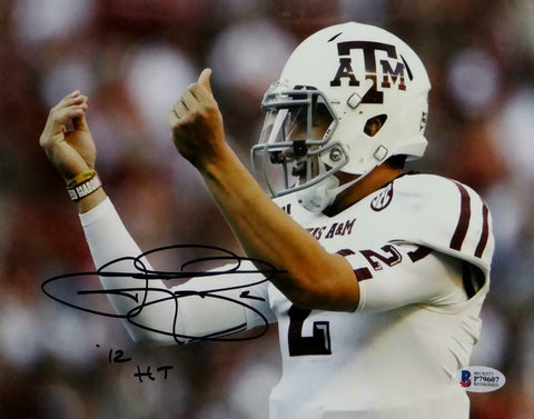 Johnny Manziel Signed Texas A&M 8x10 Money Photo w/12 HT- Beckett Auth *Black