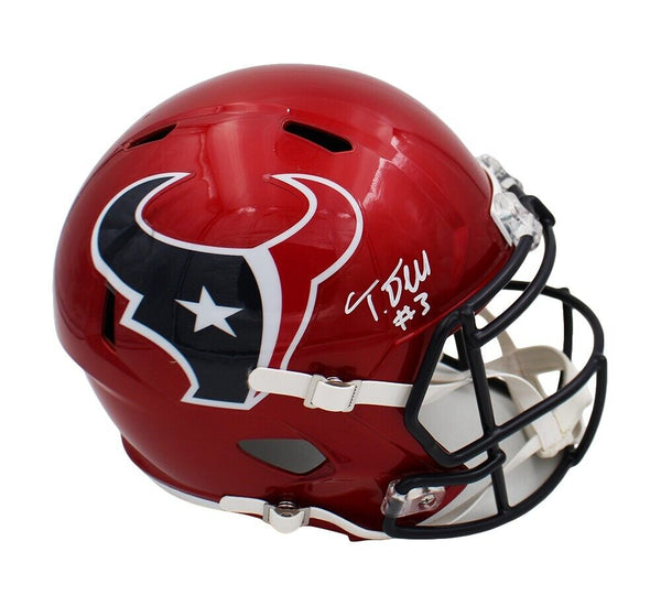 Tank Dell Signed Houston Texans Speed Full Size Alternate NFL Helmet