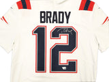 PATRIOTS TOM BRADY AUTOGRAPHED WHITE NIKE ON FIELD JERSEY L FANATICS HOLO 229517