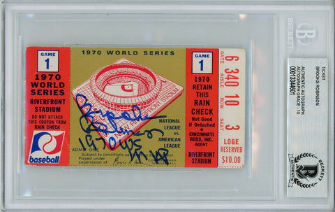 Brooks Robinson Autographed 1970 World Series Ticket Game 1 MVP BAS Slab 31609