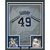 Framed Autographed/Signed Ron Guidry 35x39 New York Grey Jersey Beckett BAS COA