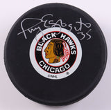 Tony Esposito Signed Chicago Blackhawks Logo Puck (SidsGraphs) NHL HOF 1988