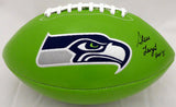 STEVE LARGENT AUTOGRAPHED SEAHAWKS GREEN LOGO FOOTBALL "HOF 95" MCS HOLO 161482