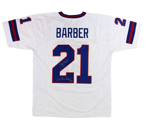 Tiki Barber New York Custom White Jersey with "3x Pro Bowl" Inscription