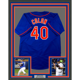 Framed Autographed/Signed Bartolo Colon 33x42 New York Blue Jersey BAS COA