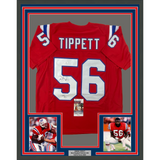 Framed Autographed Andre Tippett 33x42 HOF 08 New England Red Jersey JSA COA