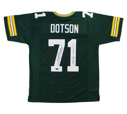 Santana Dotson Signed Green Bay Custom Green Jersey with "SB XXXI Champs" Insc