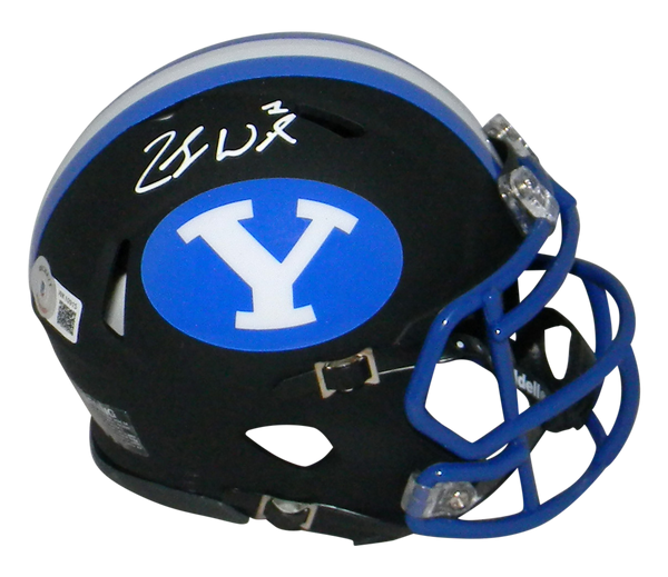 ZACH WILSON AUTOGRAPHED SIGNED BYU COUGARS BLACK SPEED MINI HELMET BECKETT