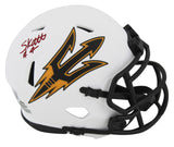 Arizona State Cameron Skattebo Signed Lunar Speed Mini Helmet W/ Case BAS Wit