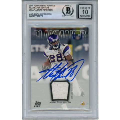 Adrian Peterson Autographed '11 Topps Patch #PS-AP Trading Card Beckett 49828