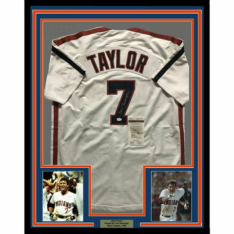 FRAMED Autographed/Signed TOM BERENGER Jake Taylor 33x42 Jersey JSA COA Auto