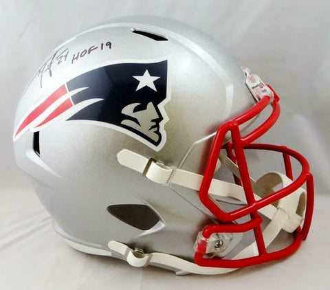 Ty Law Signed New England Patriots F/S Speed Helmet w/ HOF- Beckett Auth *Black