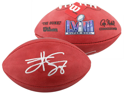 Travis Kelce Signed SB LVIII Logo Official "The Duke" Nfl Football BAS Witnessed