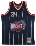 Rockets Hakeem Olajuwon "HOF 08" Signed Navy Blue Mitchell & Ness Jersey BAS Wit